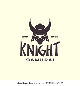 vintage face samurai logo design