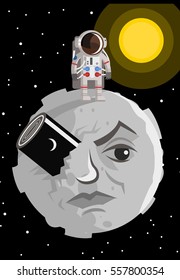 vintage face trip to the moon astronaut