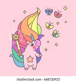 Vintage fairytale wallpaper. Colorful pastel poster cute unicorn 11
