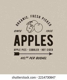 Vintage Fall Fresh Picked Apple Farm Sign