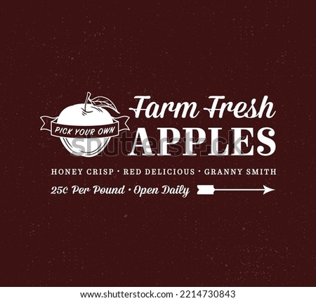Vintage Fall Fresh Picked Apple Farm Sign