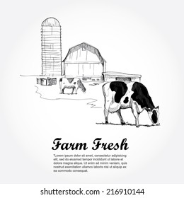 Vintage farm background. Hand drawn design