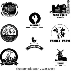 vintage farm badge logo. Vector illustration.