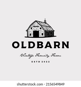 Vintage farm barn logo design - barn wood building house farm cow cattle logo design