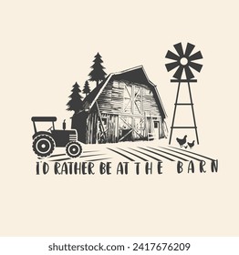 Vintage Farm Barn Vector Illustrator Design  