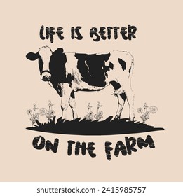 Vintage Farm Cow Vector Illustrator Sublimation Design svg