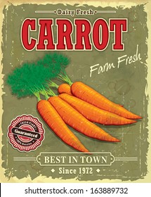 Vintage Farm fresh Carrot poster design 