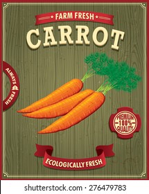 Vintage Farm Fresh Carrot Poster Design Stock Vector (Royalty Free ...