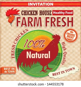 Vintage farm fresh chicken poster