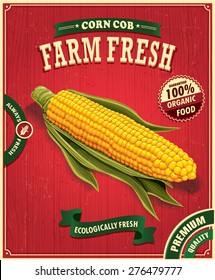 Vintage farm fresh corn poster design