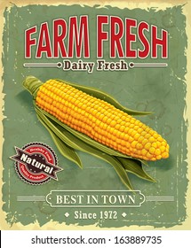 Vintage Farm fresh Corncob poster design