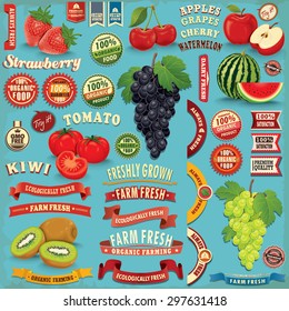 Vintage Farm Fresh Fruit Poster Design Element