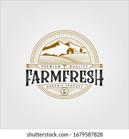 vintage farm fresh organic product logo vector illustration design