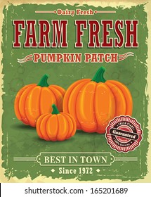 Vintage farm fresh pumpkin patch poster design 