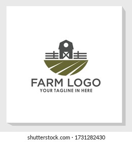 vintage farm house landscape logo design template vector, agriculture brand logo template