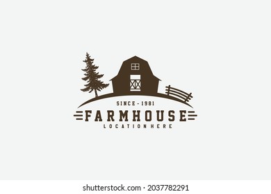 Vintage farm house logo design template - vector