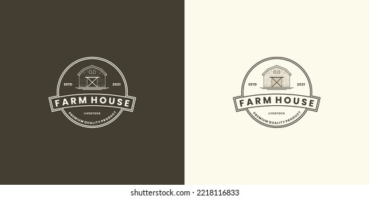 Vintage Farm House Logo Design For Farming House