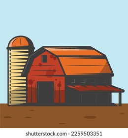 Vintage farm house logo design template - vector