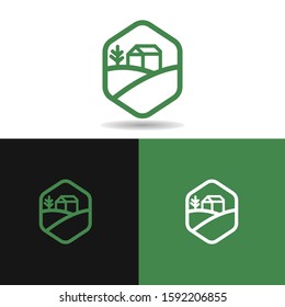 vintage farm house logo and icon design. modern farm logo template
