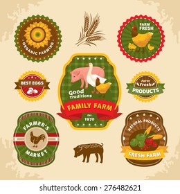 Vintage farm labels vector illustration