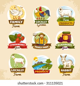 Vintage farm labels vector illustration