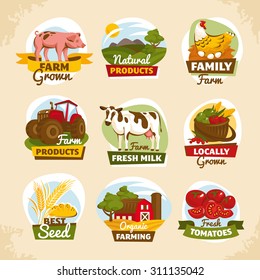 Vintage farm labels vector illustration