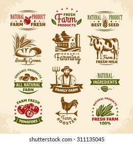 Vintage farm labels vector illustration