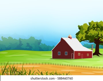 Vintage farm landscape countryside graphic vector