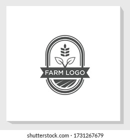 vintage farm landscape logo template stock design vector,  wheat brand logo template