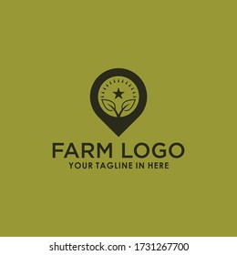 vintage farm landscape logo template stock design vector,  wheat brand logo template