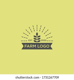 vintage farm landscape logo template stock design vector,  wheat brand logo template