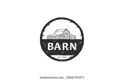 Vintage farm logo design - barn wood building house farm cow cattle