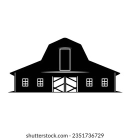 Vintage farm logo design, barn wood building house farm cow cattle, vector illustration isolated