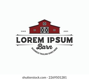 Vintage farm logo design vector. Barn wood building house farm logo design