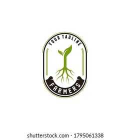 vintage farm logo with lush trees reflecting growth