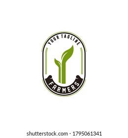 vintage farm logo with lush trees reflecting growth