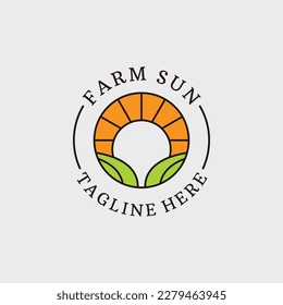 Vintage Farm sun Field Simple Logo Branding.