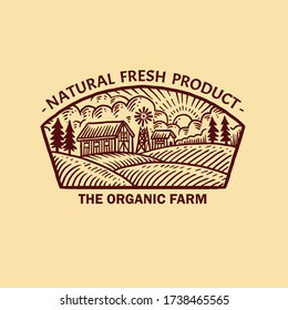 Vintage Farm village badge illustration