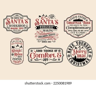 Paquete navideño de vintage Farmhouse para impresión o corte.