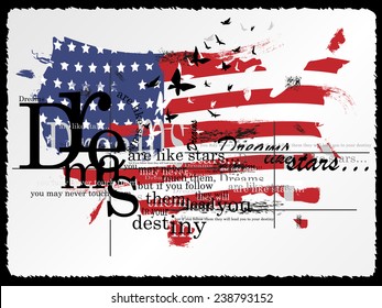 Vintage Fashion Background. Vector illustration. Flag of the USA