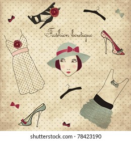 Vintage fashion boutique set