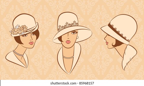 Vintage fashion girl in hat.