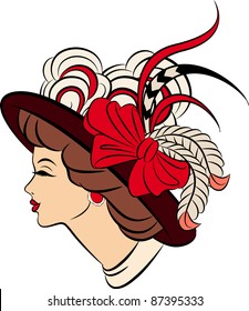 Vintage fashion girl in hat.