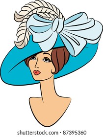 Vintage fashion girl in hat.