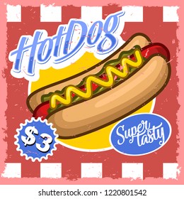 vintage fast food hotdog poster with tagline stock vector illustration