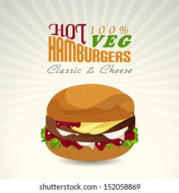 Vintage fast food menu card design with hamburgers. 