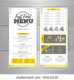 Vintage fast food menu design