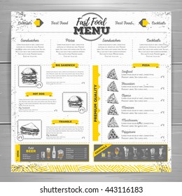 Vintage fast food menu design