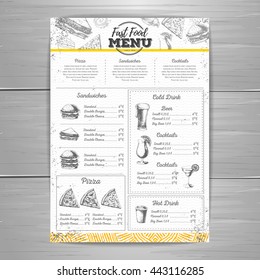 Vintage fast food menu design