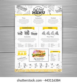 Vintage fast food menu design